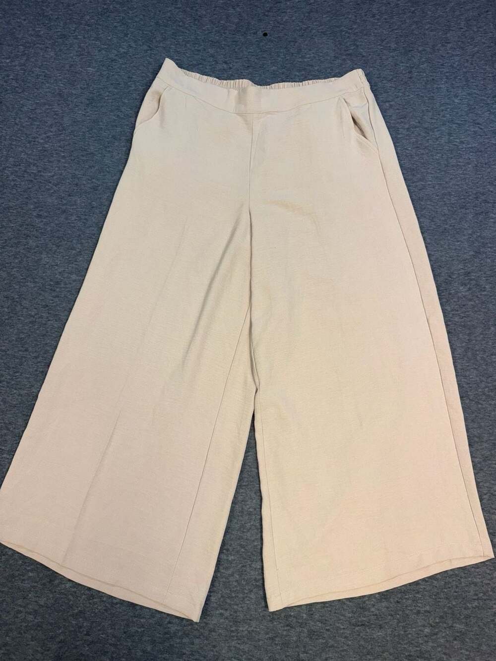 Adrianna Papell Beige Wide Leg Cropped Pants Culottes Size XL